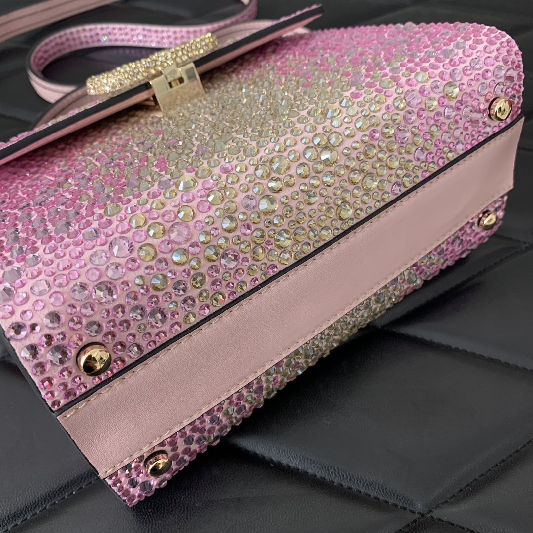 Valentino Garavani Vsling Mini Handbag Entirely Covered in Pink Rhinestones 